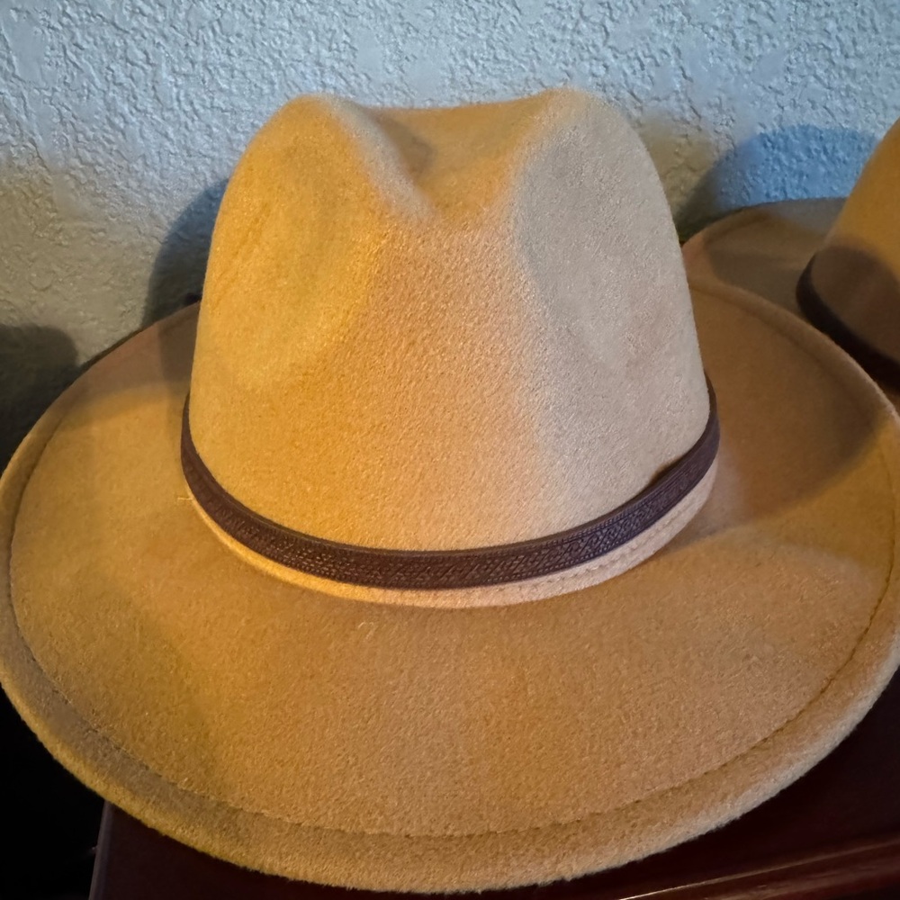 NWT Jen & Co Tan Fedora Hat with Brown Band